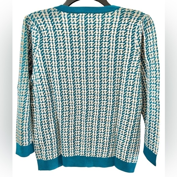 Charter Club Teal v-neck pearl Sweater NWT - Picture 3 of 4